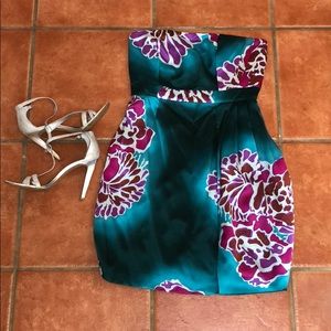 Silk strapless tibi dress